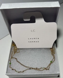 Collana LC Lauren Conrad tono oro verde perline doppio strato idea regalo - Foto 1 di 9