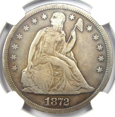 1872-S Seated Liberty Silver Dollar $1 Coin - NGC VF Details - Rare S Mint ! Cover