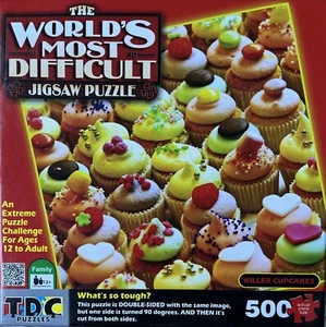 TDC jigsaw Puzzle Double-Sided “Killer Cupcakes” 500 Pieces - Complete! - Picture 1 of 2