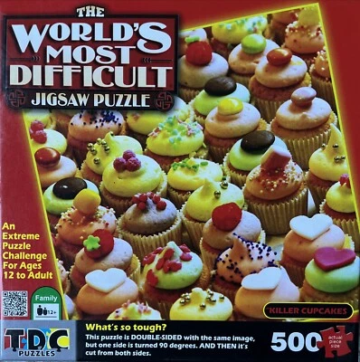 TDC jigsaw Puzzle Double-Sided “Killer Cupcakes” 500 Pieces - Complete! - Image 1 of 2