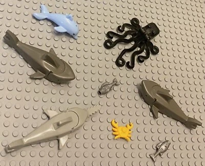 Lego Ocean MINIFIGURES Lot Shark Octopus Dolphin Sea Animals Sawfish Toys Crab - Image 1 of 4