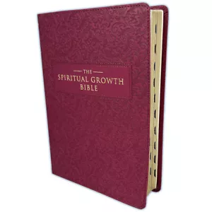 The Spiritual Growth Bible NLT: berry faux leather with thumb index - Picture 1 of 3