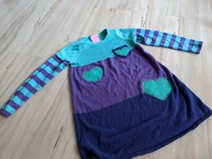Design History Girls Purple Blue Long Sleeve Sweater Dress Striped Hearts Size 5 - Picture 1 of 5