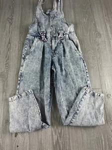 Sister Sister Denim Overalls Bows Size 12 Vintage Girls - Picture 1 of 10