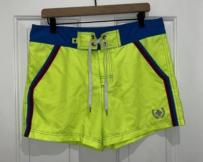 Andrew Christian Bañador Board Shorts Talla 32 Verde Lima Azul Rojo #7441 Foto 1 de 4