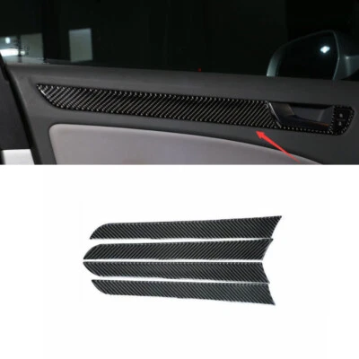 For Audi A4 A5 2009-2016 Vinyl Carbon Fiber Inner Door Strip Panel Cover Trim 4* - Image 1 of 4
