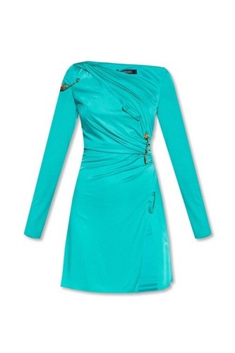 Mini abito VERSACE spilla di sicurezza una spalla taglio taglio MRSP: $3475