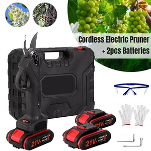 21V Cordless Rechargeable Pruning Shears Brushless Branch Cutter W/ 2*Battery - Picture 1 of 13