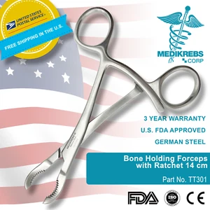 Bone Holding Forceps with Ratchet 14 cm OR Grade Surgical Steel Instruments - Picture 1 of 4