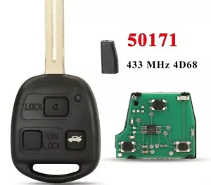 Fits Lexus 3 Buttons 4D68 433mhz Complete Transponder Remote Key - Foto 1 di 7