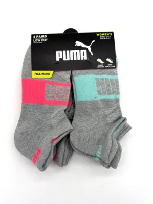 (Nuevo) 6 pares de calcetines PUMA No Show para damas, gris/rosa + gris/azul Foto 1 de 2