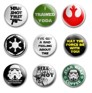 25 mm Star Wars NEUHEIT KNOPFABZEICHEN x9 SET 1 - Bild 1 von 1