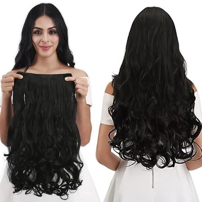REECHO 24" 1-Pack 3/4 Cabeza Completa Onda Rizada Clips en Extensiones de Cabello Sintéticas Foto 1 de 4