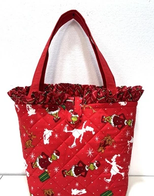 NEW Handmade Tote Purse bag Grinch Christmas Winter  Max faffygiraffe - Image 1 of 4