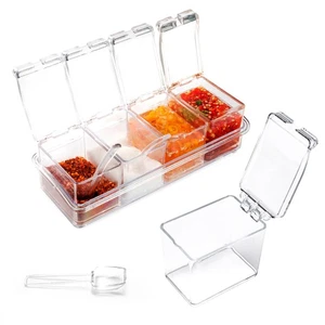 Clear Seasoning Box, 4 Piece Seasoning Rack Spice Pots, Plastic Storage Conta... - Bild 1 von 7