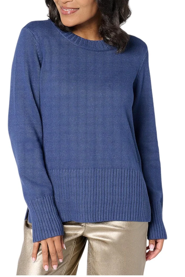 Suéter Peace Love World para mujer cuello redondo con detalle de color pop crepúsculo Foto 1 de 1