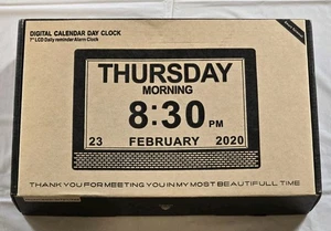 7"Digital Calendar Day Clock, Day, Time, Day, Month, Year, 8 Languages - Picture 1 of 4