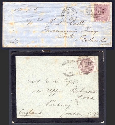 GB USADO EN GIBRALTAR 1862 y 1885 fundas, SG Z42, Z80 cat 70€+ Foto 1 de 4