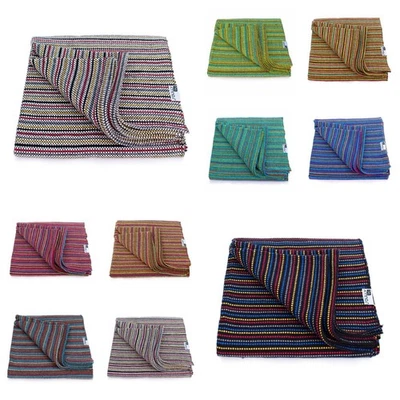 Soullytag Large Cotton Throw Blanket 150x210cm Sofa Bed Cover Striped Travel - Image 1 of 4