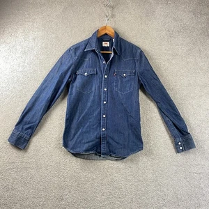 Camisa Levi's Denim Mujer S Pequeña Perla A Presión Abotonada Vaquera Cuello Occidental - Imagen 1 de 10