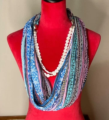 NUEVO CON ETIQUETAS Moda Joyería Bufanda con Decoración 2 Hilos Blanco Perla Estilo Cuentas Foto 1 de 4