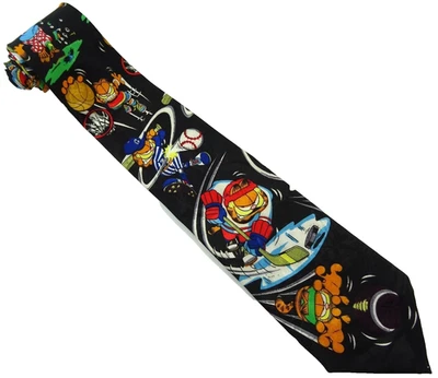 Gravata esportiva Garfield gravata engraçada hóquei beisebol beisebol beisebol beisebol beisebol - Imagem 1 de 2