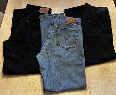 Lot of 3 Levi Strauss Jeans Men 40x32 Dark Black Stone Wash Denim - Image 1 of 4