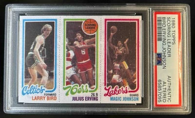 1980-81 Topps Larry Bird Julius Erving Magic Johnson RC 34 139 174 PSA autêntico - Imagem 1 de 2