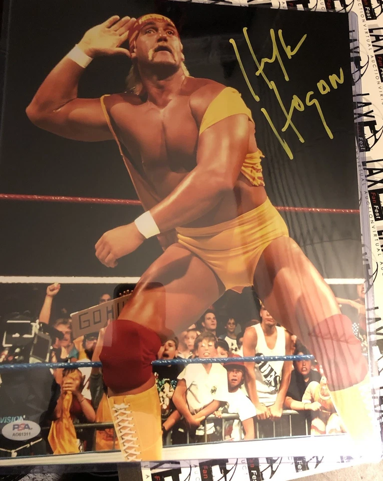 HULK HOGAN SIGNED AUTOGRAPHED 11X14 METALLIC HULKAMANIA WRESTLING PSA COA - Image 1 of 1