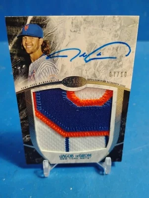 Jacob Degrom 2016 TOPPS TIER ONE JUMBO LOGO PATCH AUTO APP-JD Mets /10 - Image 1 of 4