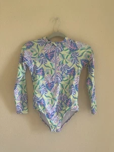 Wonder Nation Girls Long Sleeve Zip-Up Crewneck One Piece Swim Suit Size 10 - Picture 1 of 6