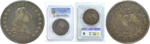1795 Bust Dollar PCGS VF-35 Flowing Hair 2 Leaves Cover