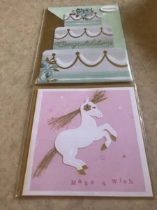 Wedding Cake and Unicorn Birthday Greeting Cards - New in Package - FREE SHIP - Picture 1 of 5