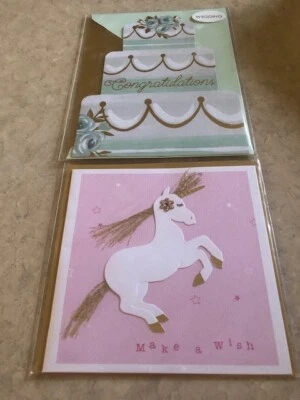 Wedding Cake and Unicorn Birthday Greeting Cards - New in Package - FREE SHIP - Image 1 of 4