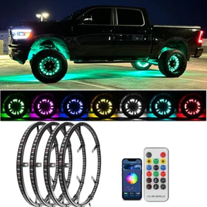 4x 17.5" RGB LED Wheel Ring Rim Light Brake Turn Signal For Truck Offroad Pickup - Foto 1 di 8