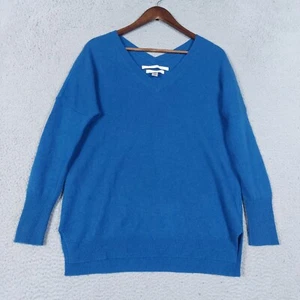 Max Studio Sweater Women’s Small Blue 100% 2-Ply Cashmere Drop Shoulder V-Neck - Picture 1 of 12