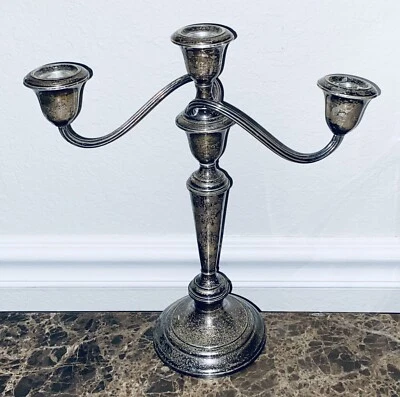 Vintage Gorham Sterling Silver 3 In 1 Candelabra 925 #808 Weighted 11.5 Inches Foto 1 de 4
