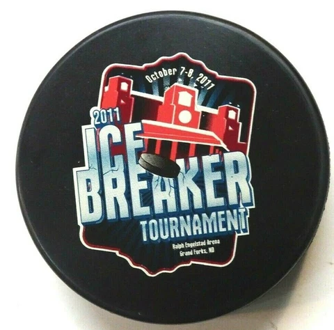 UND Fighting Sioux Ralph Englestad Hockey Puck Ice Breaker 10/7-8/ 2011 RARE REA Cover