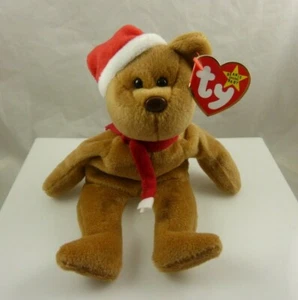 1997 Ty Teddy DOB 12-25-1996 Beanie Babys Weihnachten Bär Nikolausmütze - Bild 1 von 5
