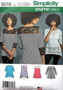 Simplicity Pattern 8016 Misses Knit Tops Sizes: XXS- XXL 4 - 26 - Picture 1 of 2