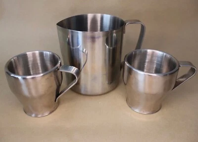 Breville stainless steel frother and 2 stainless steel espresso cups with handle - Image 1 of 2