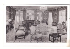 Lounge, Manor House, Seigniory Club, Montebello, Quebec, Real Photo Postcard - Bild 1 von 2