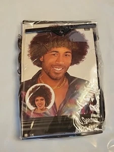 Amscan Brown Afro 70s Perm Disco Hippie Halloween Accessory Adult Wig 840344 - Picture 1 of 2