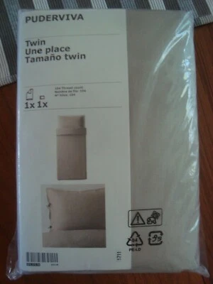 NEW IKEA PUDERVIVA TWIN Duvet Cover with Pillowcase Natural Beige Linen Bed Set  - Image 1 of 4