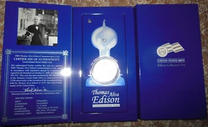 2004 Thomas Edison Silver Dollar BU with Light Bulb in OGP - Picture 1 of 3