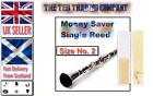 Clarinet Reeds - B Flat - Size 2.0 - Strength Reeds - Money Saving Single - UK