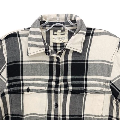 Denim & Supply Ralph Lauren Surplus Shirt Black Cream Plaid Roll Tab Size MEDIUM - Image 1 of 4