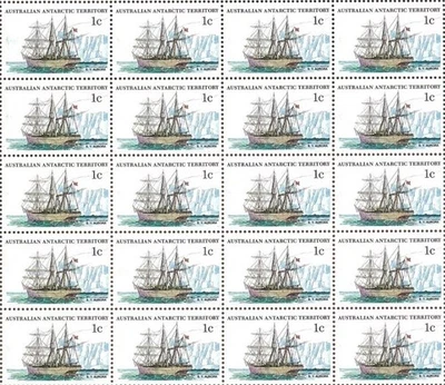1980 Australian Antarctic Ships SY AURORA MNH bloque grande 20x1c emisión de estampillas AAT Foto 1 de 2