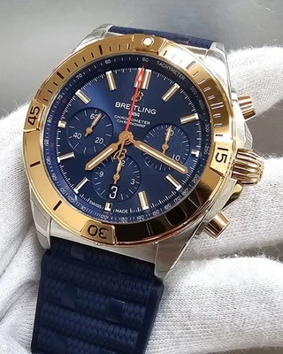 BREITLING Chronomat B01 42mm 18K Rose Gold Bezel Rubber Watch UB0134101C1S1 - Image 1 of 4