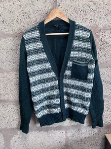 Vintage St Michael Strickjacke Herren 40" Grün Grunge Opa Strick Pullover 80er M&S - Bild 1 von 6